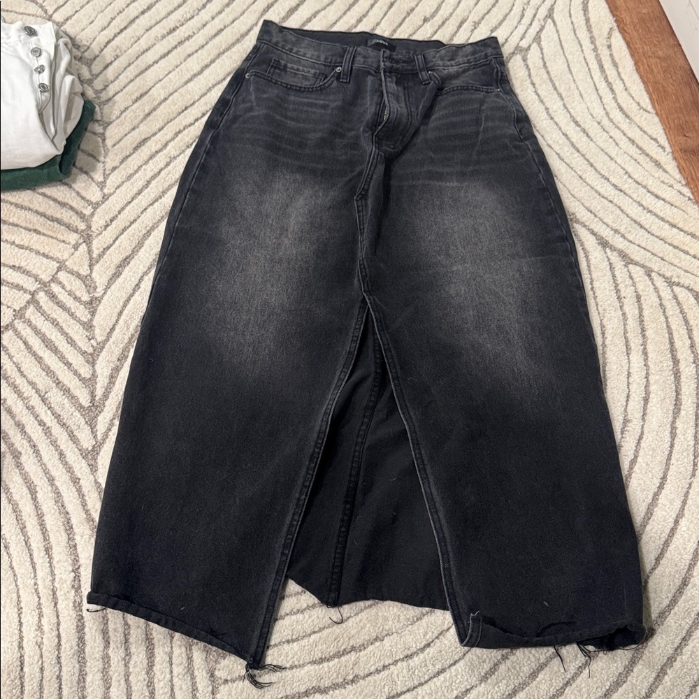 Aqua black denim skirt